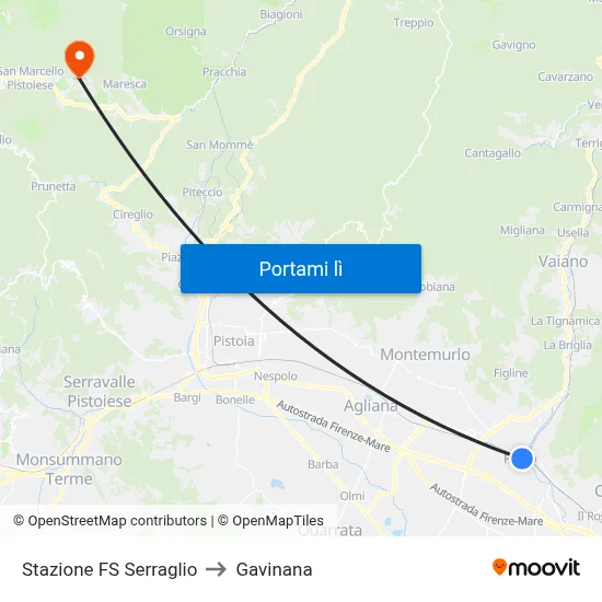 Stazione FS Serraglio to Gavinana map