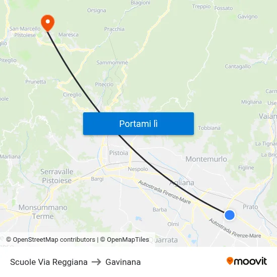 Scuole Via Reggiana to Gavinana map