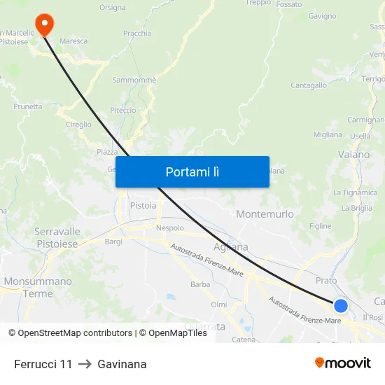 Ferrucci 11 to Gavinana map