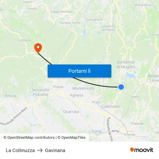 La Collinuzza to Gavinana map