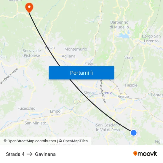Strada 4 to Gavinana map