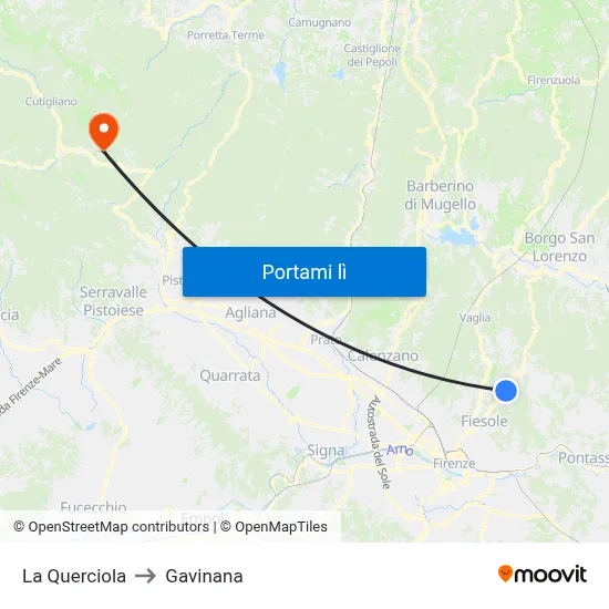 La Querciola to Gavinana map