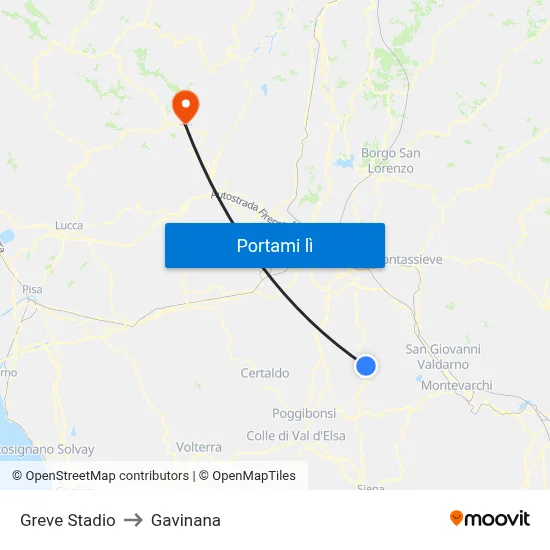 Greve Stadio to Gavinana map