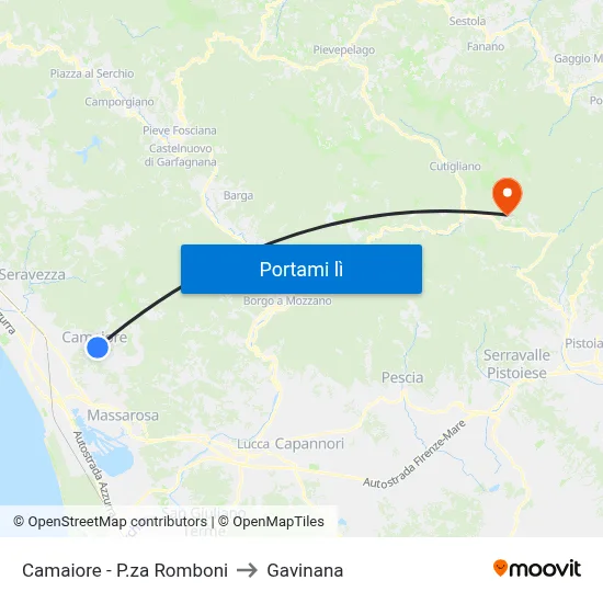 Camaiore - P.za Romboni to Gavinana map