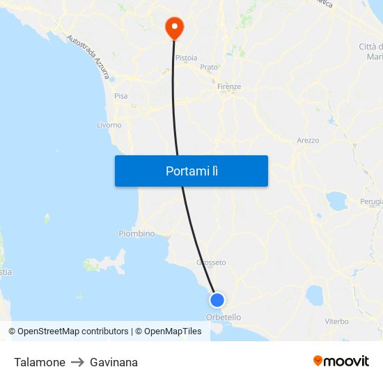 Talamone to Gavinana map