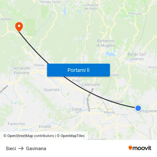 Sieci to Gavinana map