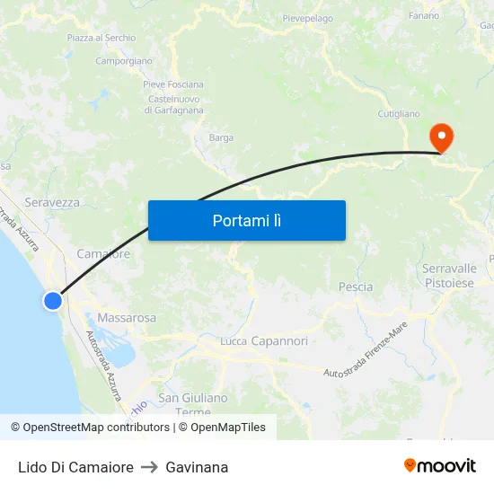 Lido Di Camaiore to Gavinana map