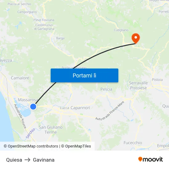 Quiesa to Gavinana map