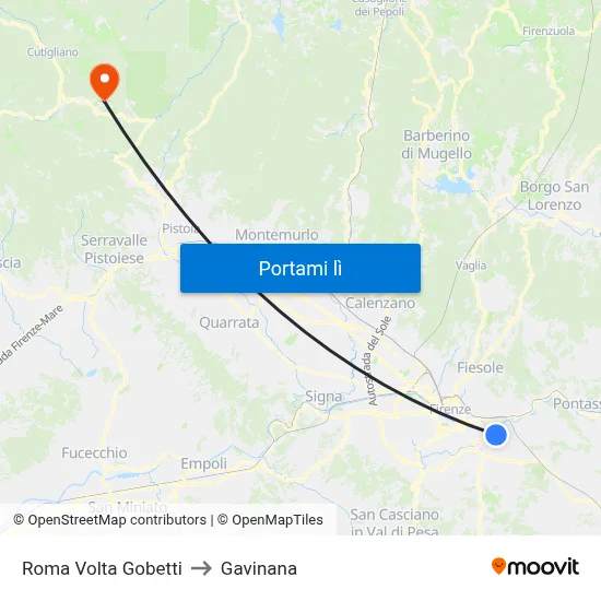 Roma Volta Gobetti to Gavinana map