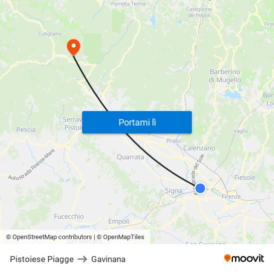 Pistoiese Piagge to Gavinana map