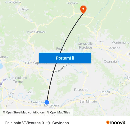 Calcinaia V.Vicarese 9 to Gavinana map
