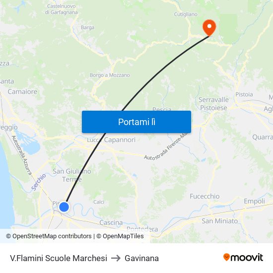 V.Flamini Scuole Marchesi to Gavinana map