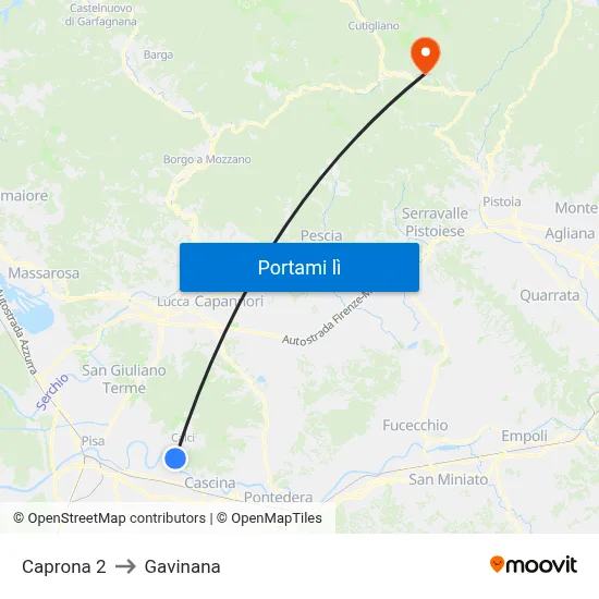Caprona 2 to Gavinana map