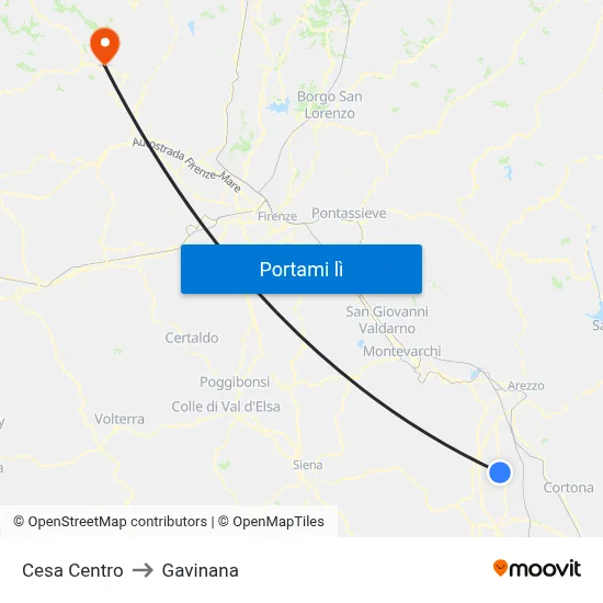 Cesa Centro to Gavinana map