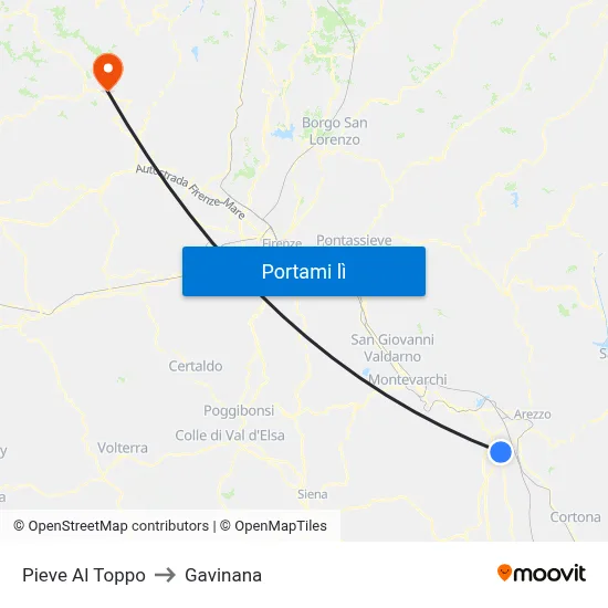 Pieve Al Toppo to Gavinana map