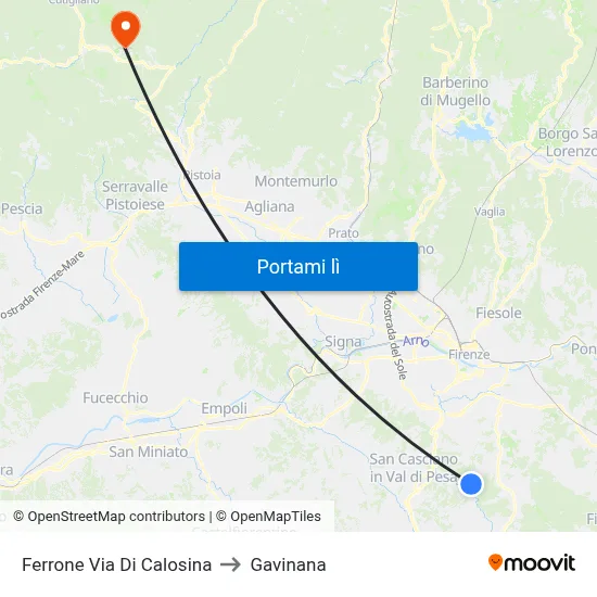 Ferrone Via Di Calosina to Gavinana map