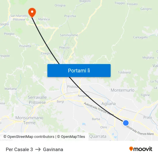 Per Casale 3 to Gavinana map