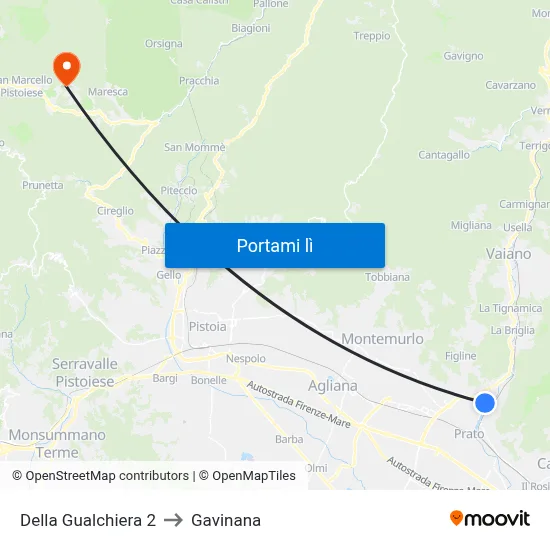 Della Gualchiera 2 to Gavinana map