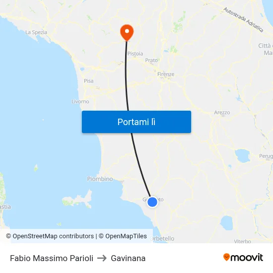 Fabio Massimo Parioli to Gavinana map