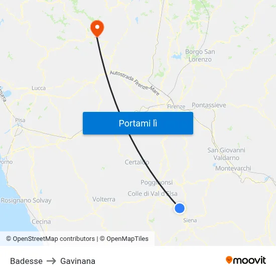Badesse to Gavinana map