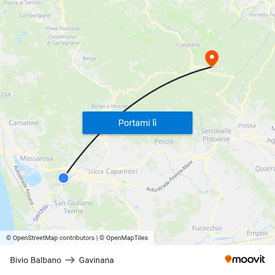 Bivio Balbano to Gavinana map