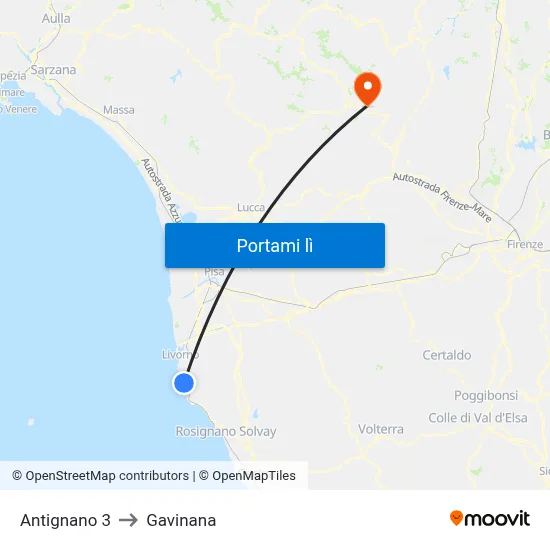 Antignano 3 to Gavinana map