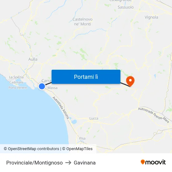 Provinciale/Montignoso to Gavinana map