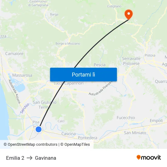 Emilia 2 to Gavinana map