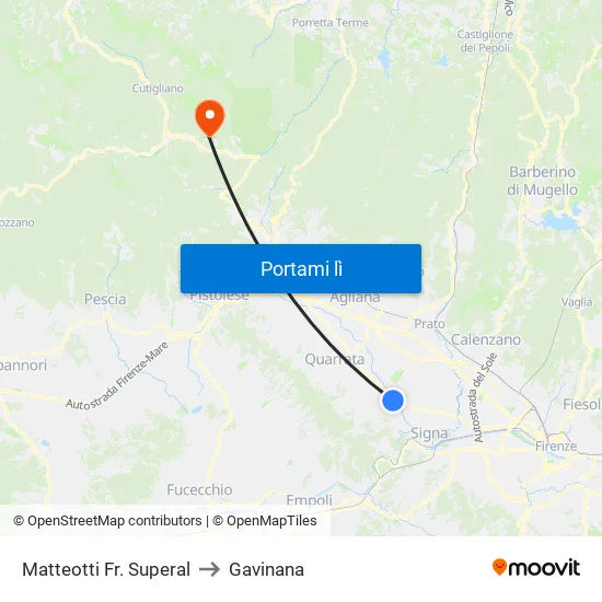 Matteotti  Fr. Superal to Gavinana map