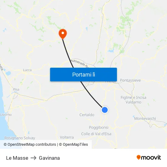 Le Masse to Gavinana map
