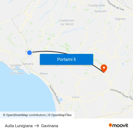 Aulla Lunigiana to Gavinana map