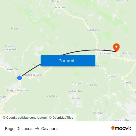 Bagni Di Lucca to Gavinana map