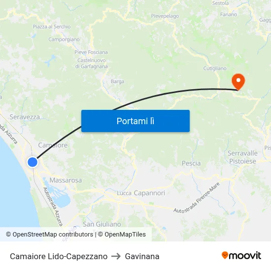 Camaiore Lido-Capezzano to Gavinana map