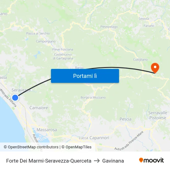 Forte Dei Marmi-Seravezza-Querceta to Gavinana map