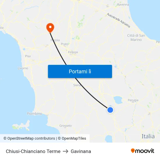 Chiusi-Chianciano Terme to Gavinana map