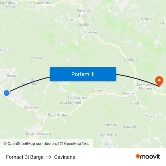 Fornaci Di Barga to Gavinana map