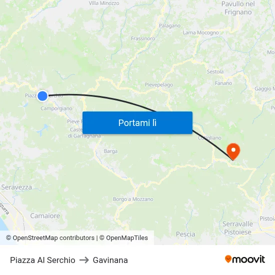 Piazza Al Serchio to Gavinana map