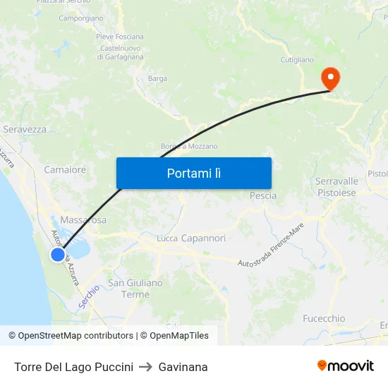 Torre Del Lago Puccini to Gavinana map
