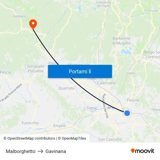 Malborghetto to Gavinana map