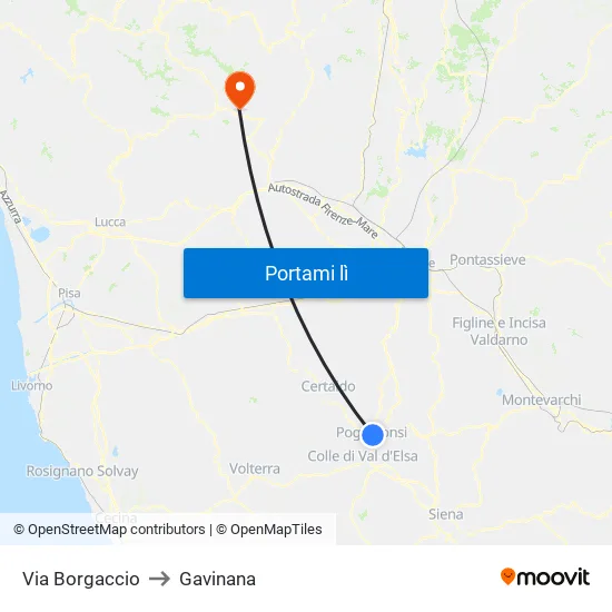 Via Borgaccio to Gavinana map