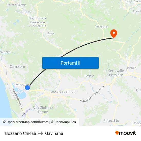 Bozzano Chiesa to Gavinana map