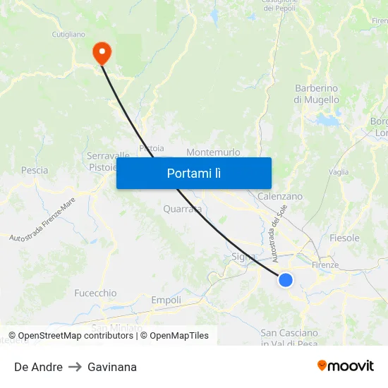 De Andre to Gavinana map