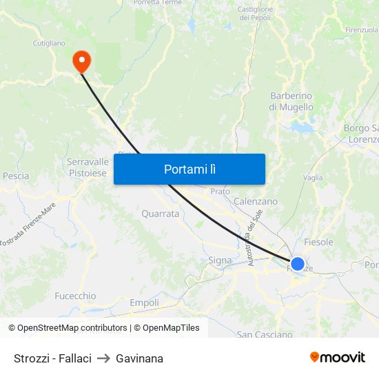 Strozzi - Fallaci to Gavinana map