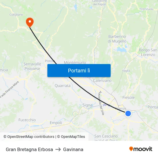 Gran Bretagna Erbosa to Gavinana map