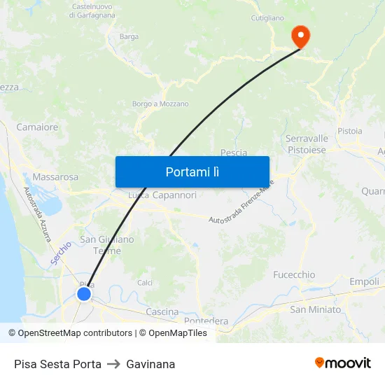 Pisa Sesta Porta to Gavinana map