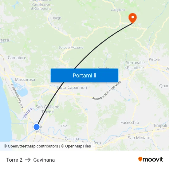 Torre 2 to Gavinana map