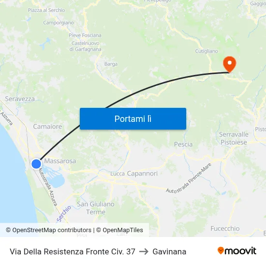 Via Della Resistenza Fronte Civ. 37 to Gavinana map