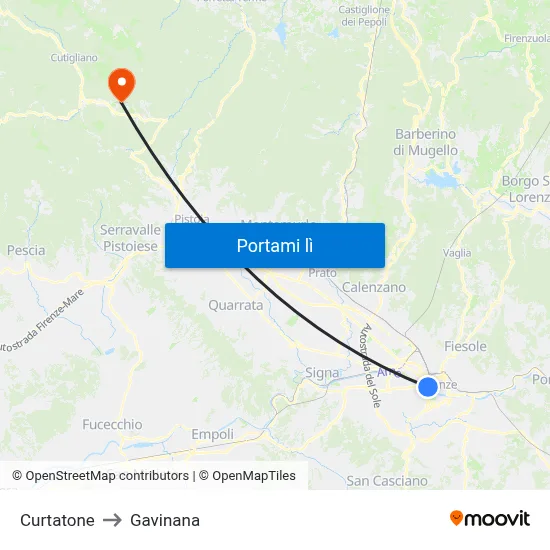 Curtatone to Gavinana map