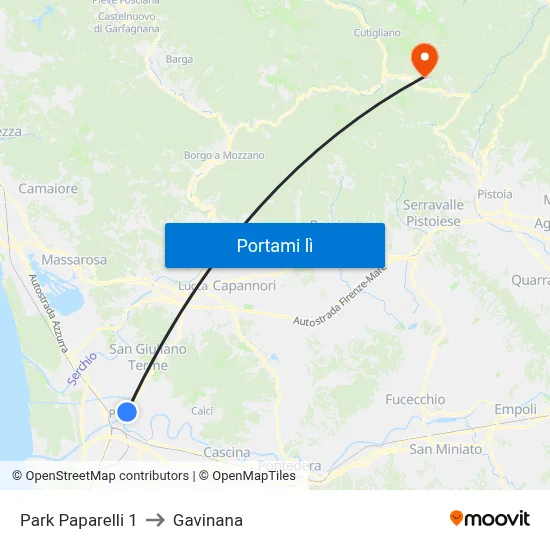 Park Paparelli 1 to Gavinana map