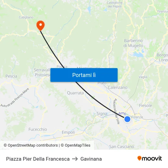 Piazza Pier Della Francesca to Gavinana map